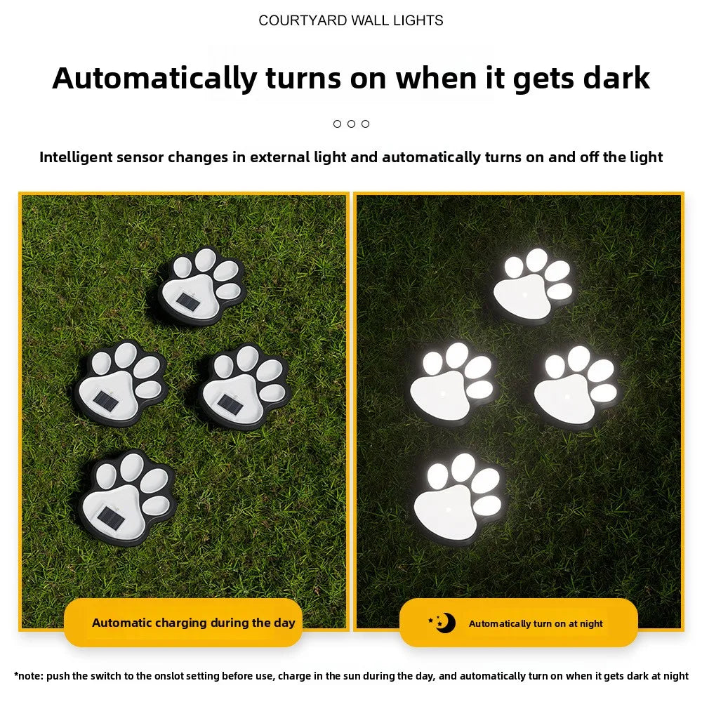 Solar lawn light LED simulation footprint dog paw floor plug light outdoor rainproof courtyard garden decorative buried light