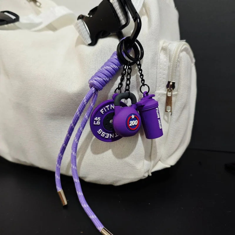 Fitness Keychain Set – Barbell & Dumbbell Gym Lover Gift Charm