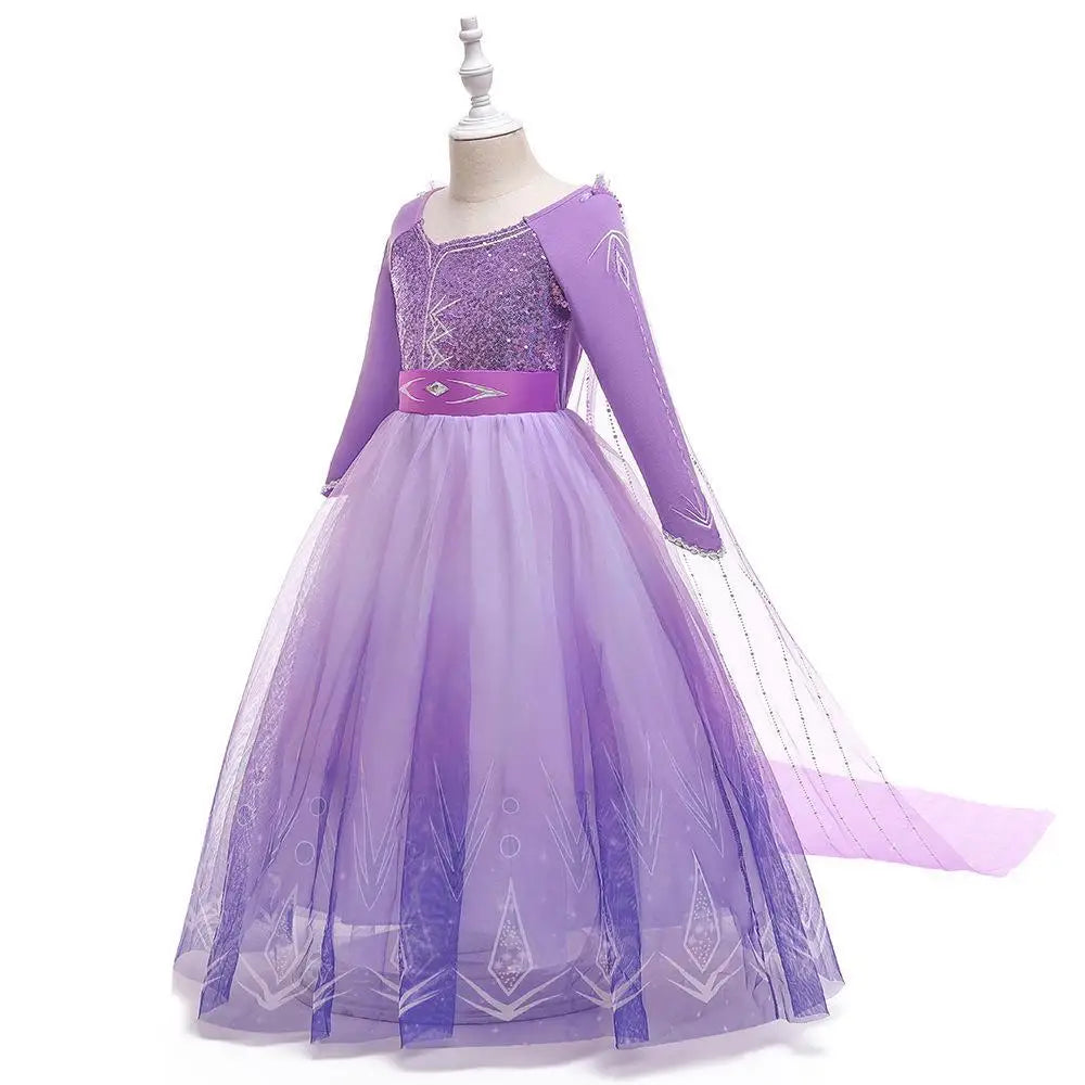 Girls Princess Snow Queen Costume Dress