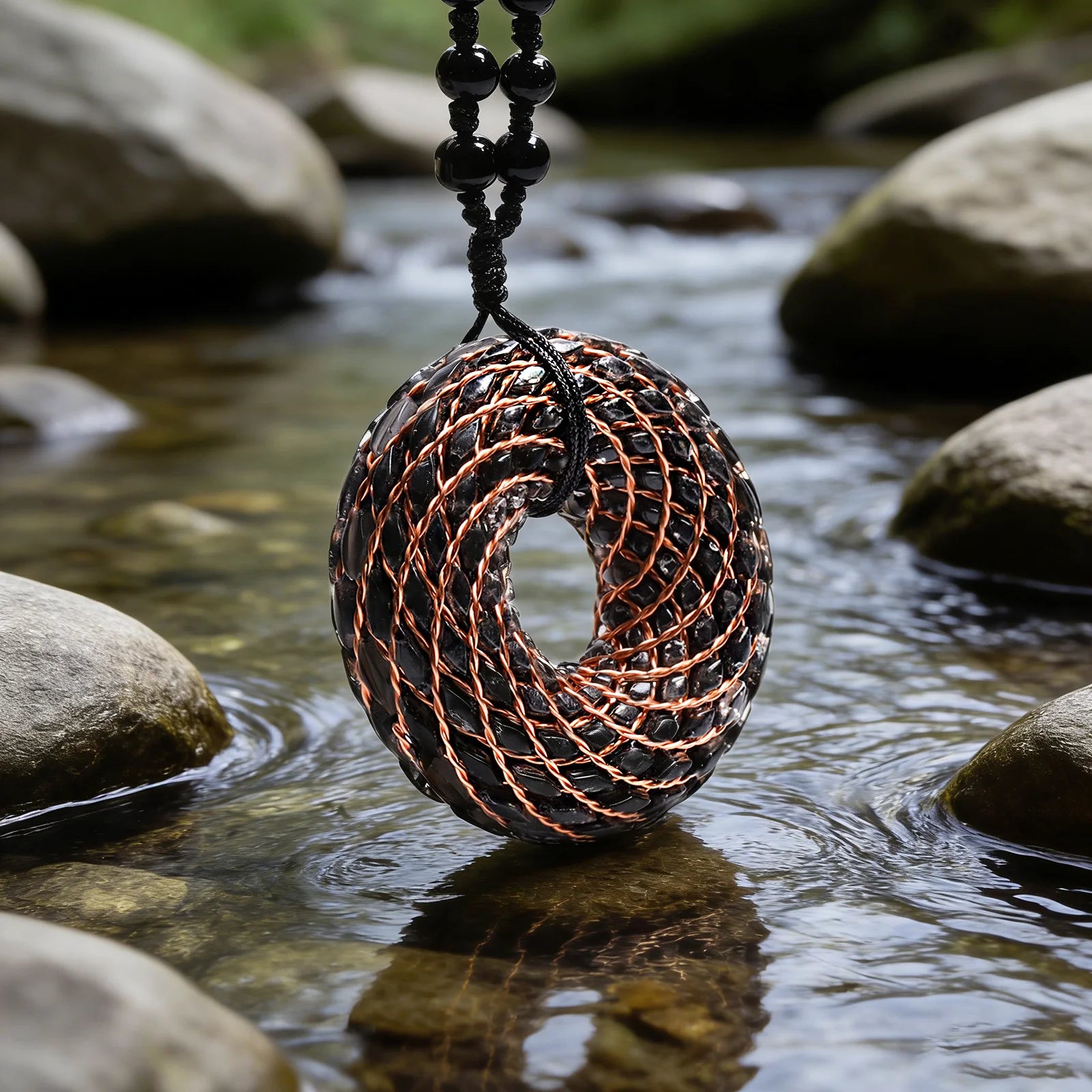 Rodin Coil & Amethyst  Orgone Pendant Necklace, Handmade pendant jewelry ，Adjustable Chain for Women & Men