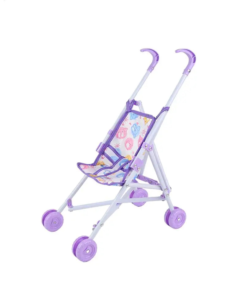 Toddler Doll Stroller & Pram Toy | Pretend Play | Dress-Up Doll Accessory | Purple
