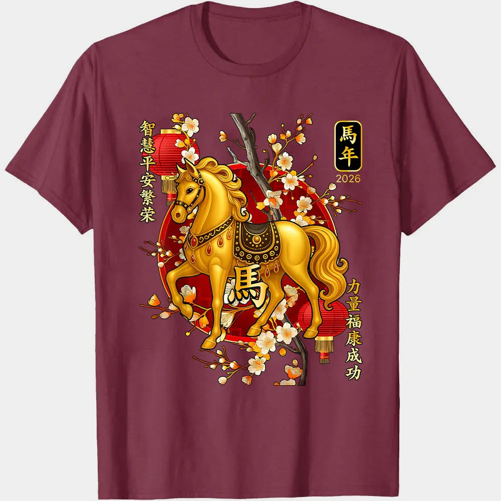 Year of The Horse Lunar New Year Chinese Men Women Unisex  Family Party Casual Fashion T-Shirt Oversized Tops Y2k Clothes