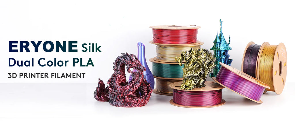 ERYONE 1KG Silk Dual Color PLA Series 3D Printer Filament 1.75mm, Dual-Color Coextrusion Silky Shiny Finish, 1kg Spool