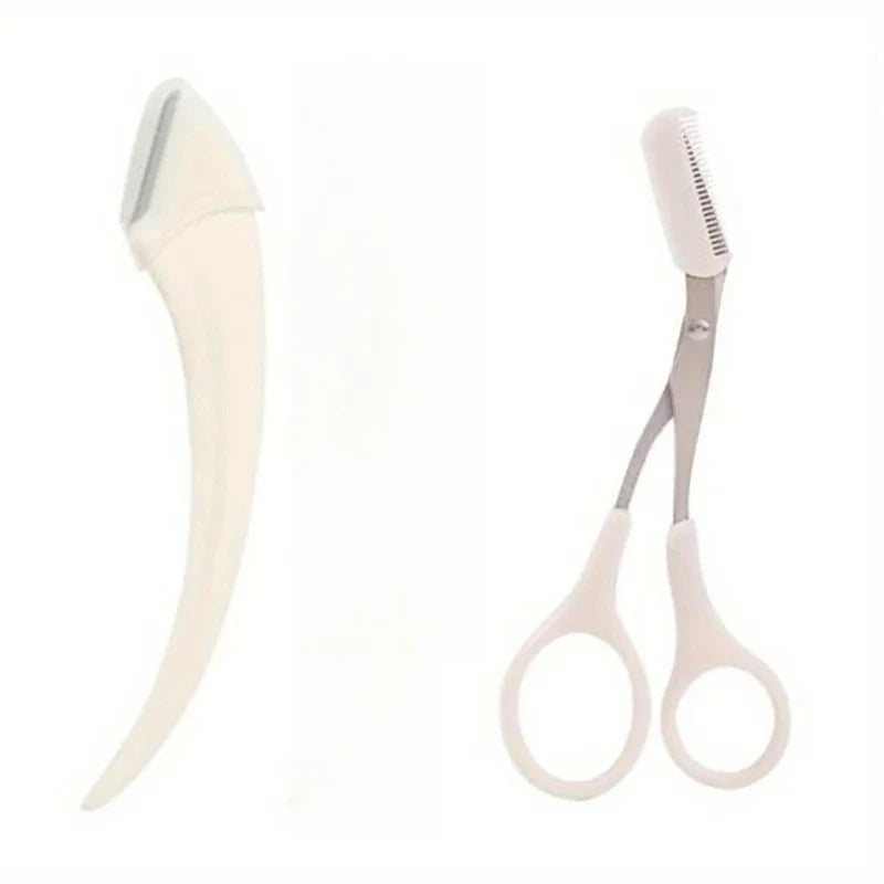 Eyebrow Trimmer Set, Precision Trimming Scissors, Curved Eyebrow Trimmer And Comb - For On-The-Go Eyebrow Grooming