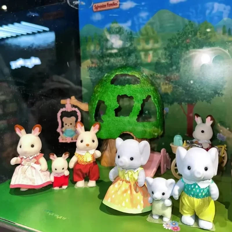 Sylvanian Families Anime Girl Figures ternurines  Authentic   Calico critters Furniture Set  elephant family trio 5771