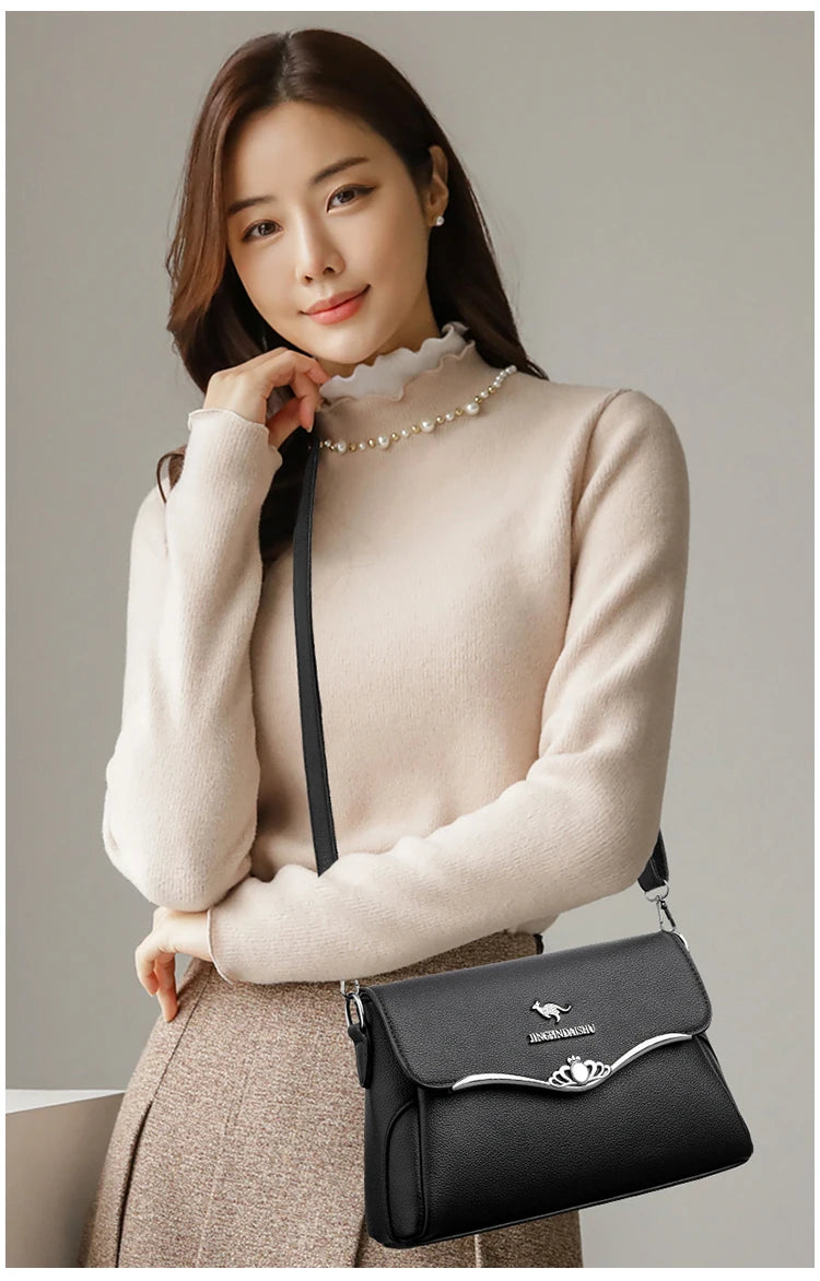 Women's PU Leather Casual Tote Crossbody Bag