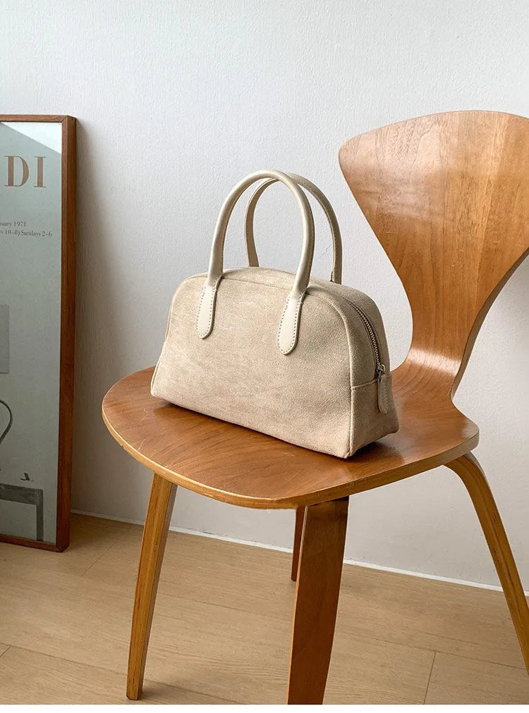 Women's Retro Faux Suede Bowling Pillow Bag