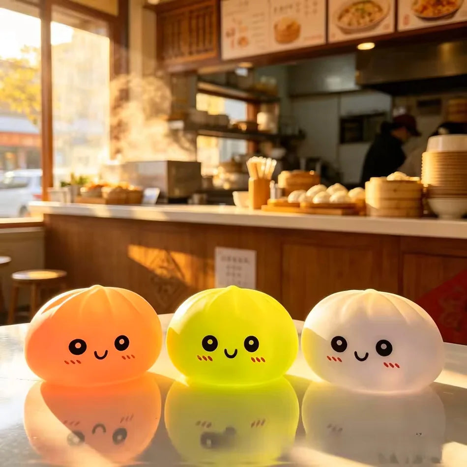 Dumplings Stress Relief Fidget Toys Bedroom Desktop Decoration Dumpling Vinyl Doll Night Light Luminous Toy Surprise Girl Gift