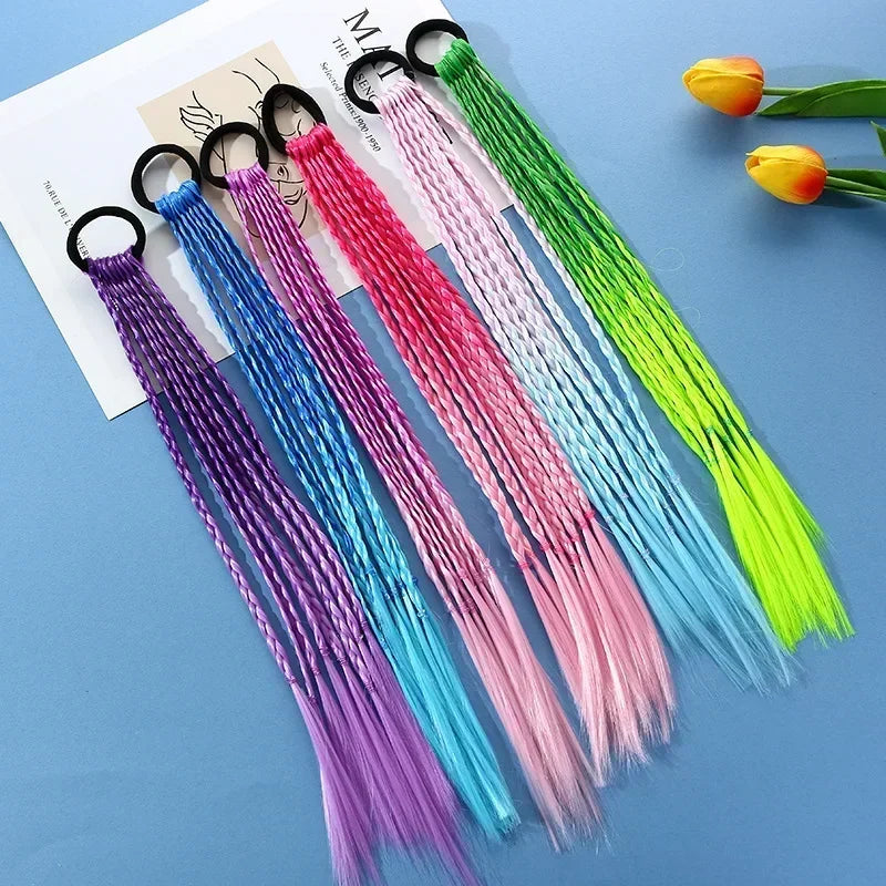 Korean Fashion Kids Wig Braids Girls Dirty Braid Hair Rope Children Gradient Barrettes Headwear Baby Kids Hair Accessories