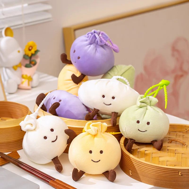 New Steamed Stuffed Bun Dumpling Pendant Imitation Food Cartoon Soft Plush Cotton Toys Stuffed Chinese Food Doll Bag Decoration