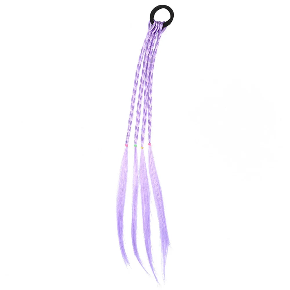 Colorful Hair Braids Tools Gradient Color Synthetic Hair Ponytail Rope Girls Princess Hair Ties Children Kids Styling Braiders