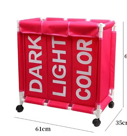 3-Grid Laundry Hamper with Lid & Wheels | High Capacity Waterproof Clothes Basket