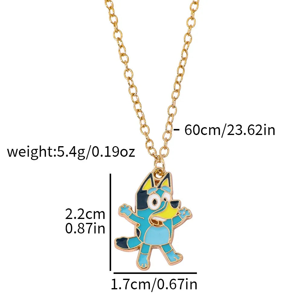 Bluey Animation Enamel Pendant Necklace Cute Cartoon Character Fashion Accessory for Children Creative Birthday Gift