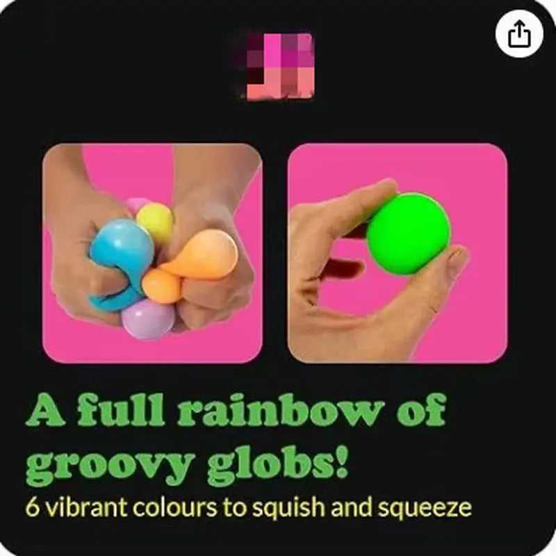 Schylling Teenie Nee Doh Rainbow Stress Balls | 6-Pack Squishy Fidget Toys | Anxiety Relief | Ages 14+