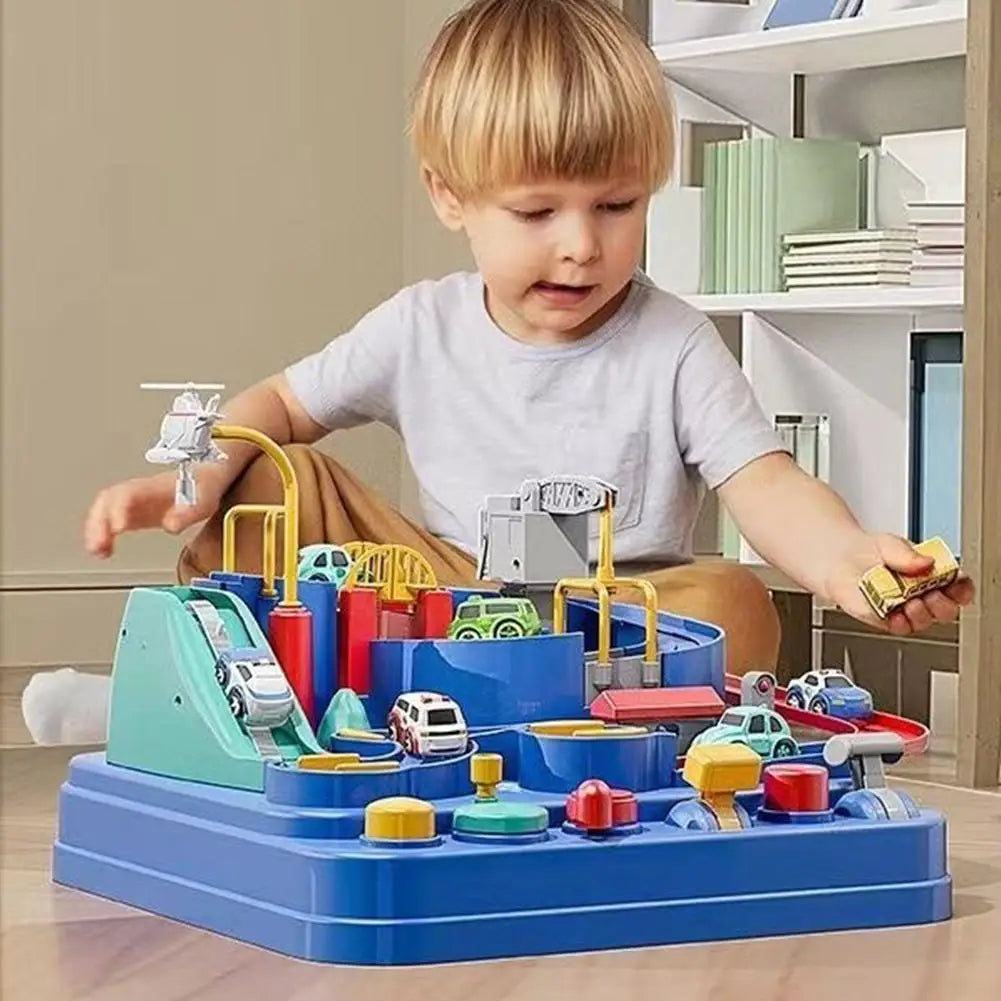 Electric Track Parking Building Car Toy Racing Rail Car Train Track Toy for Children Gifts Adventure Toys Brain Table Game