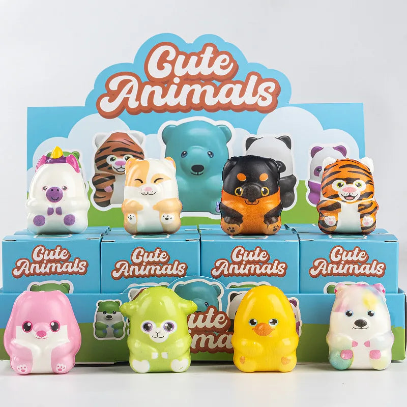 12-Piece Slow Rebound Mystery Blind Box Squishy Set | Cute Food & Animal Collectibles | Ages 14+