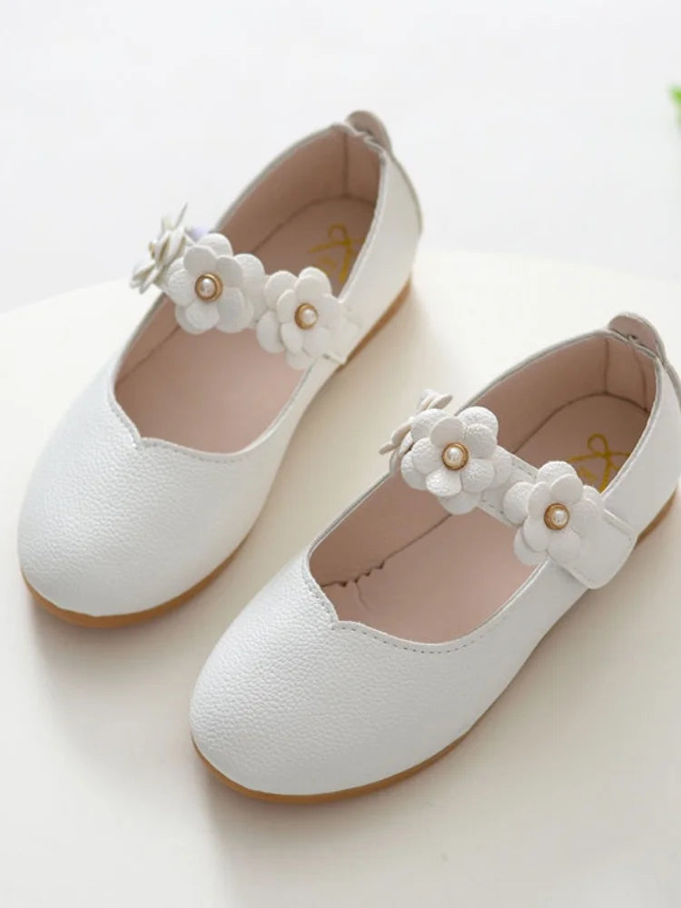 Girls Breathable Leather Princess School Shoes | Flat Dress Shoes for Kids Sizes 21–36
