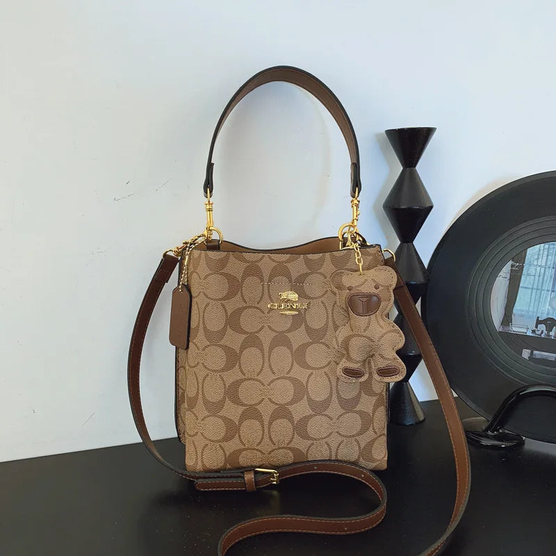 Unisex PU Bucket Bag with Magnetic Buckle