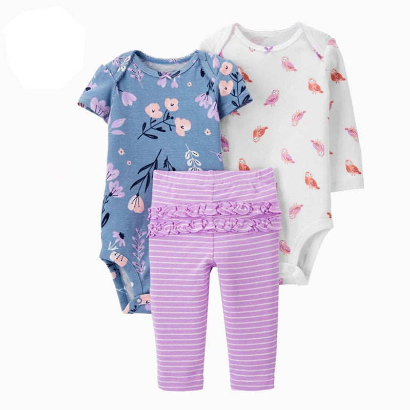 Baby Girls Floral Cotton Bodysuit & Pants Set