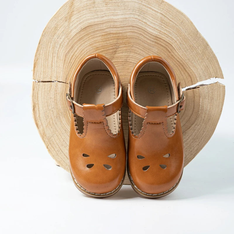Girls' Hollow-Out PU Leather School Uniform Shoes
