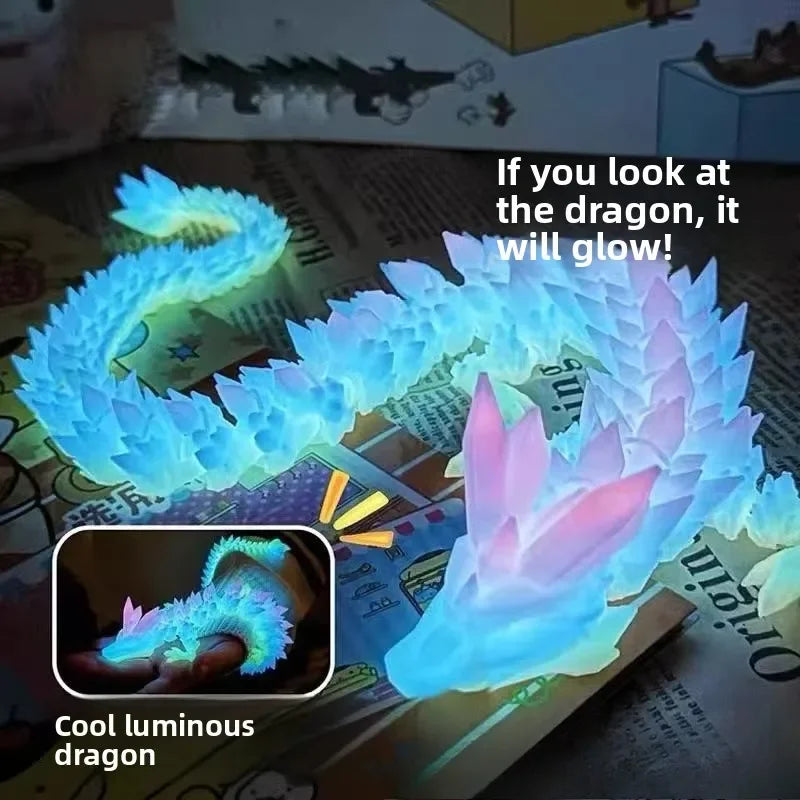 3D Printed Articulated Dragon - Glow in the Dark Desktop Decor