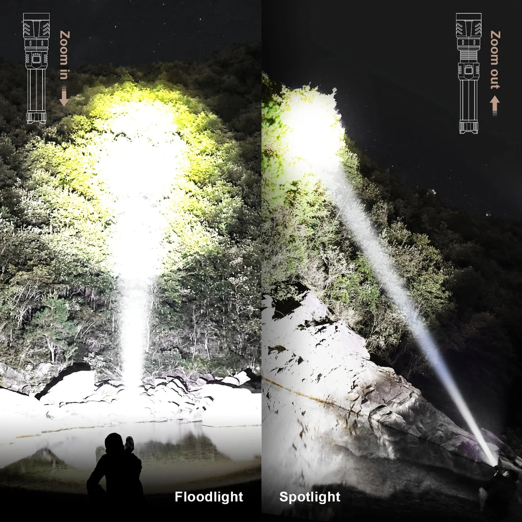 Led Flashlight High Lumens Super Bright Rechargeable Flashlight With Ignition Lens Zoomable For Camping Essentials Outdoor Home