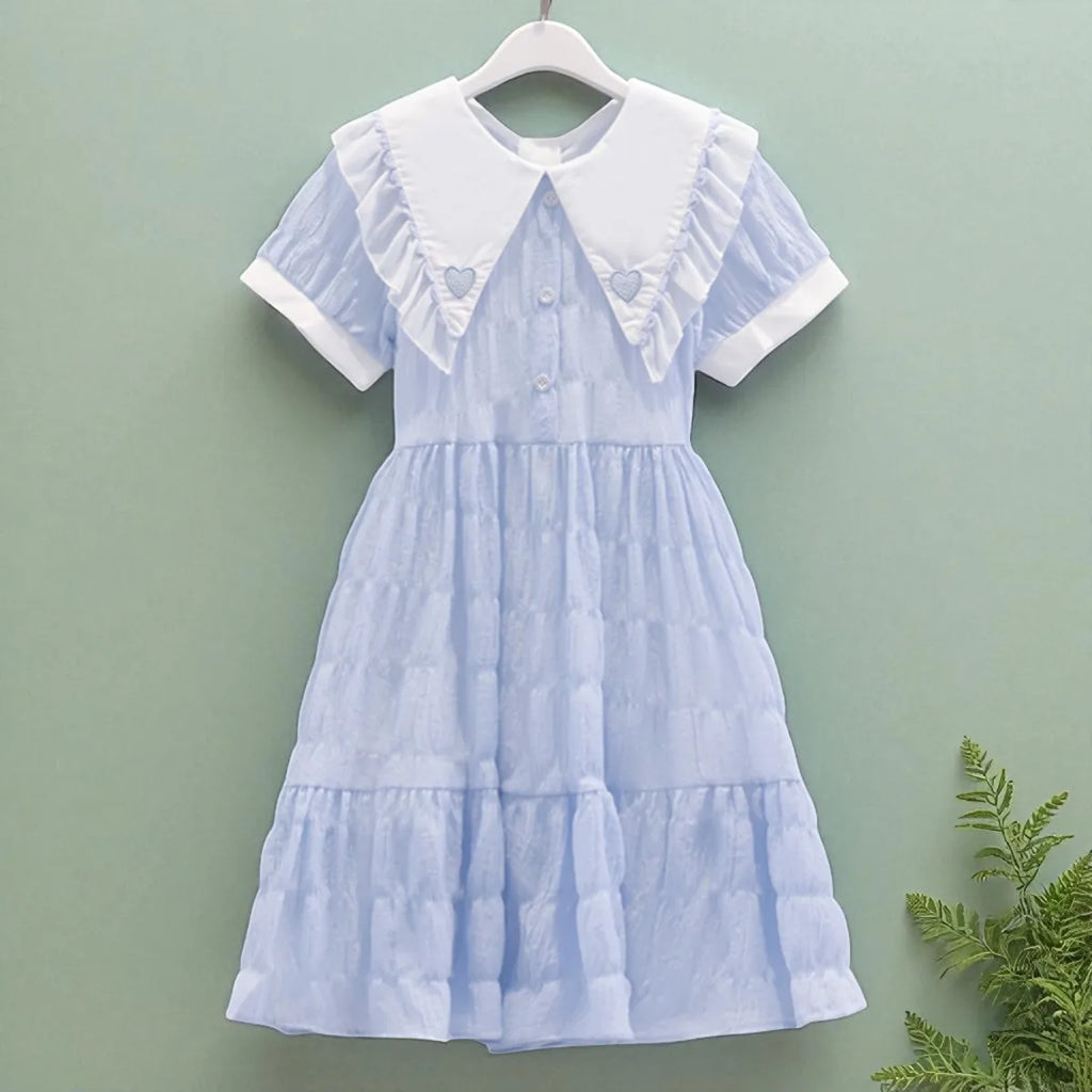 Toddlers Dresses For Girls Children's Dress Summer Cotton Kids School Costumes Short Sleeve Baby  4 5 6 8 9 10 12 Years