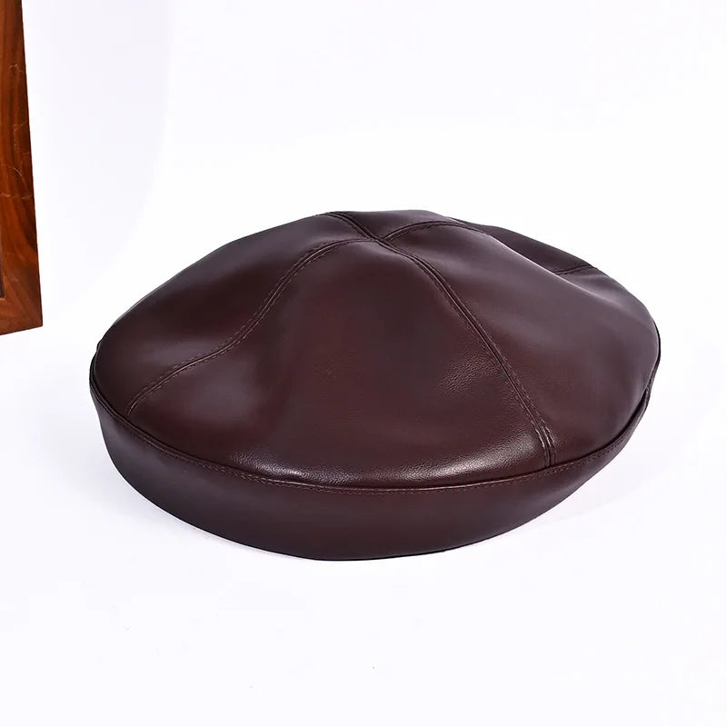 Hat, women's versatile octagonal hat, leather beret, painter's hat