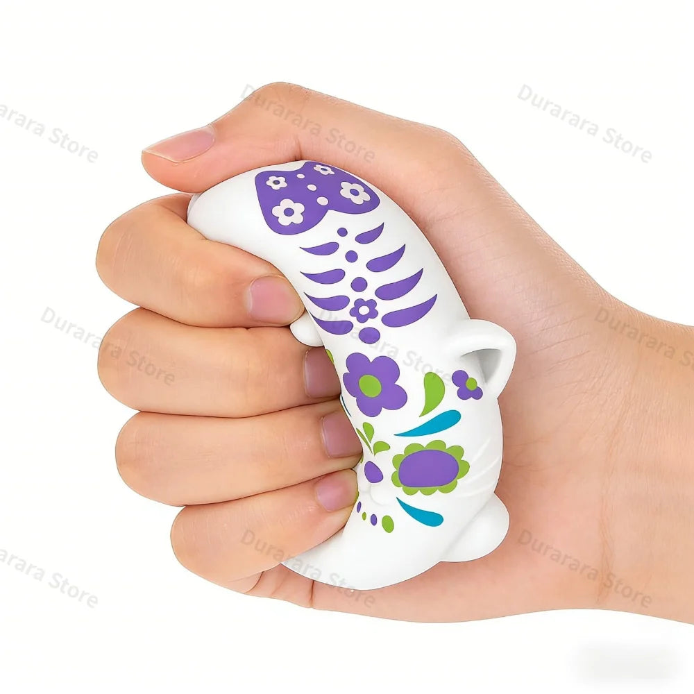 Schylling NEEDOH Sugar Skull Cat Squeeze Toy – Colorful Sensory Stress Ball, Desk Toy, Ages 14+