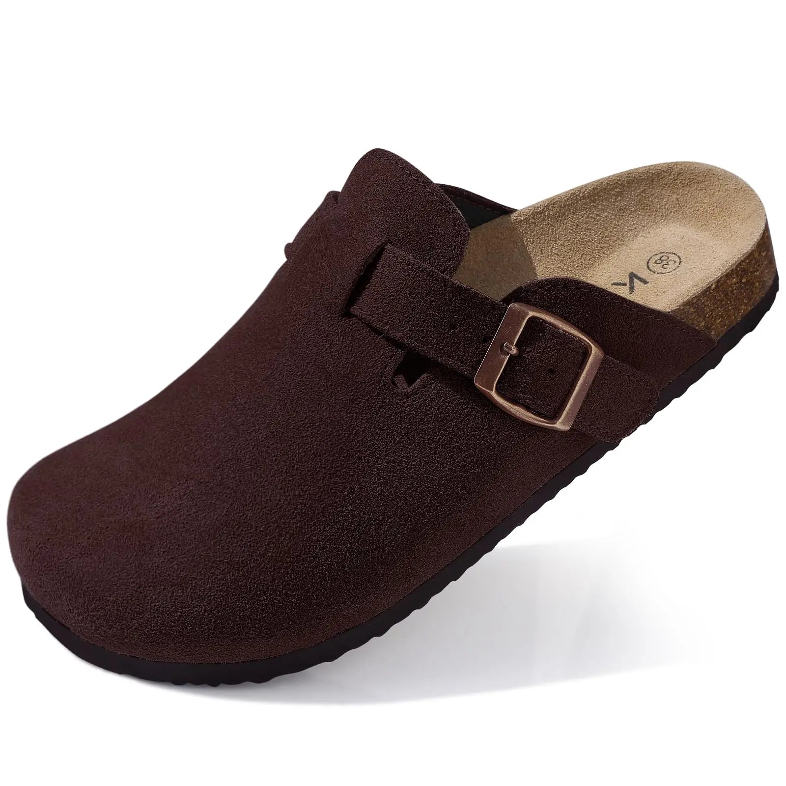 Goosecret Men Cow Suede Clogs Soft Cork Footbed Men Mules Slippers Fashion Men House Sandals With Arch Support Men Beach Sandals
