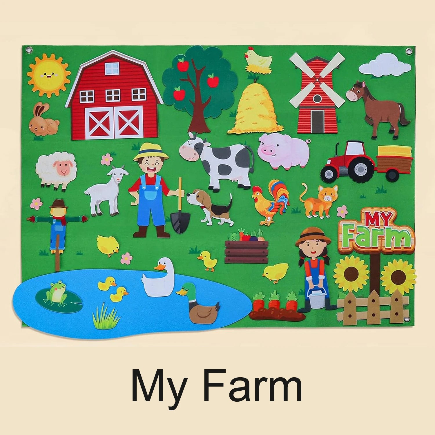 Felt Story Board Set Toy for kids Farm Animals Vehicle Preschool Education Early Learning Interactive Play Mat Wall Hanging Gift