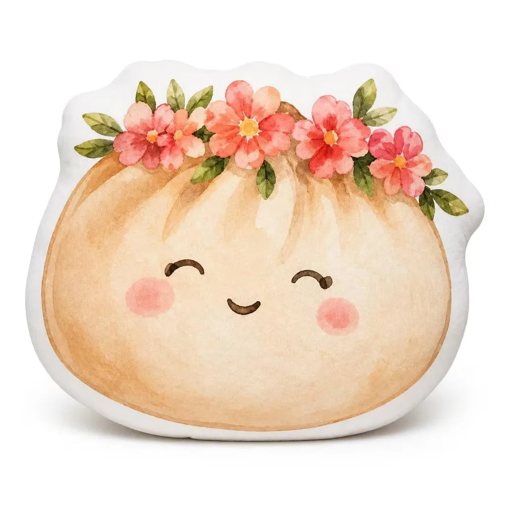 Dumpling Bao Kawaii Flower Food Shaped Pillow Cushion Irregular Stuffed Throw Pillow Home Decor Gift Bedroom Sofa Decorative