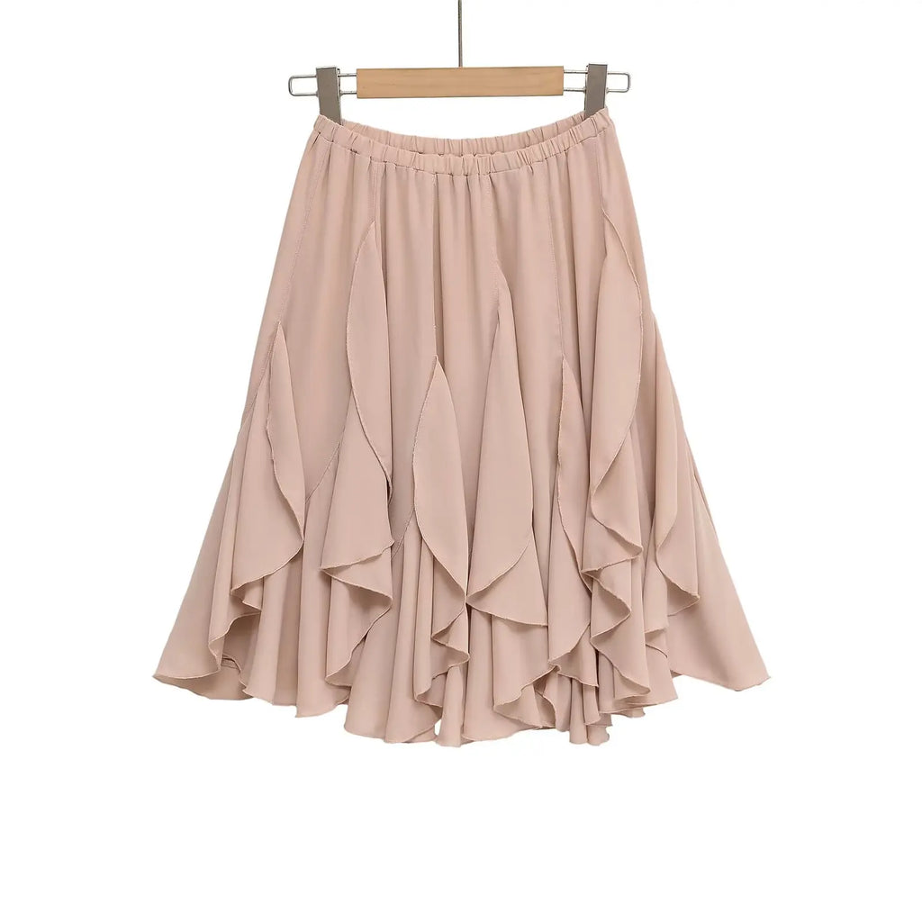 Women's Tiered Ruffle A-Line Midi Skirt