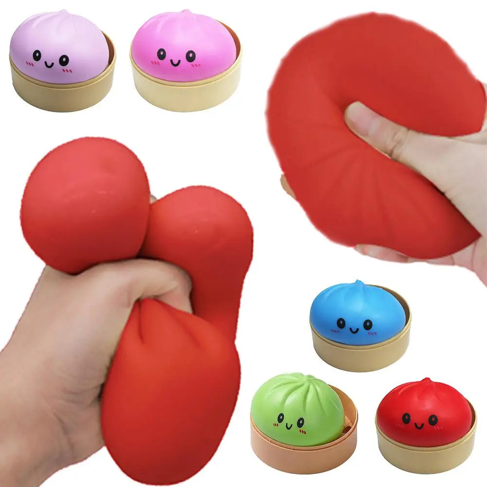 Stress Relief Squeeze Toy-Simulated Dumpling&Baozi,Reusable Low Rebound Sensory Dough Ball For Relieve Anxiety&Release Emotions