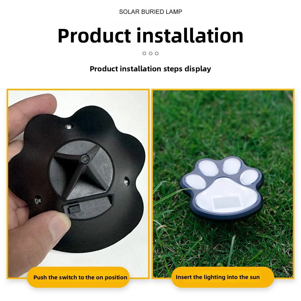 Solar lawn light LED simulation footprint dog paw floor plug light outdoor rainproof courtyard garden decorative buried light