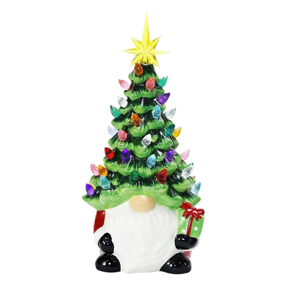 Lighted Gnome Christmas Tree Tabletop Decoration, 6.3 Inch