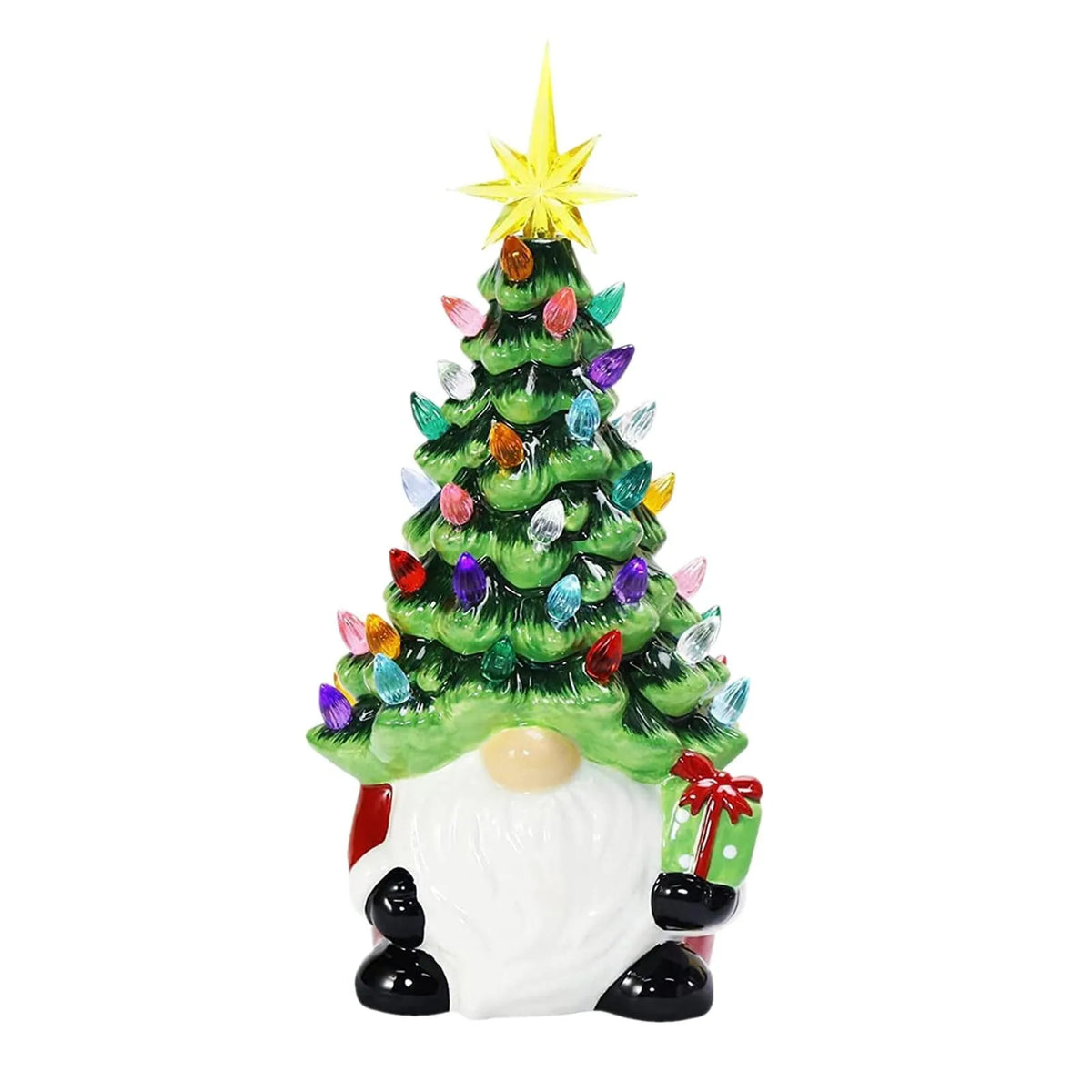 Lighted Gnome Christmas Tree Tabletop Decoration, 6.3 Inch
