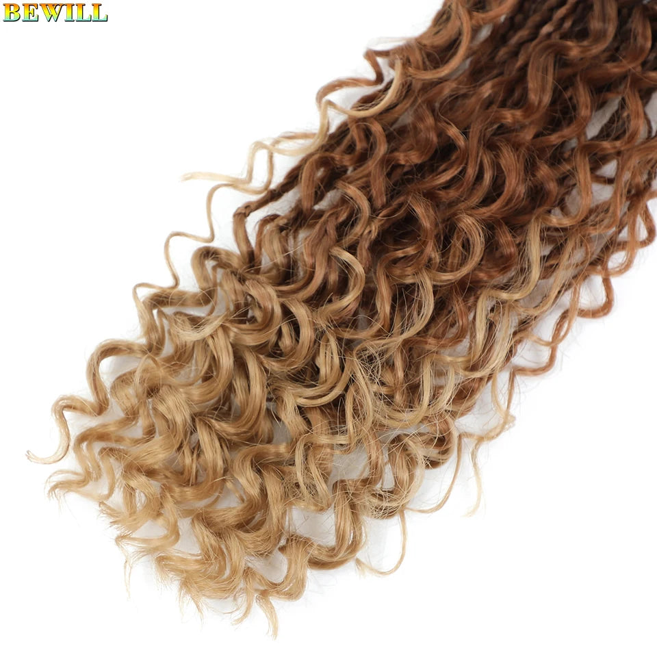 Goddess Box Braids Crochet Hair 14 18 24 Inch Bohemian Hippie Box Braids With Curly Ends Synthetic Braiding Hair for Black Women