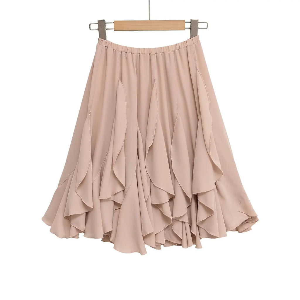 Women's Tiered Ruffle A-Line Midi Skirt
