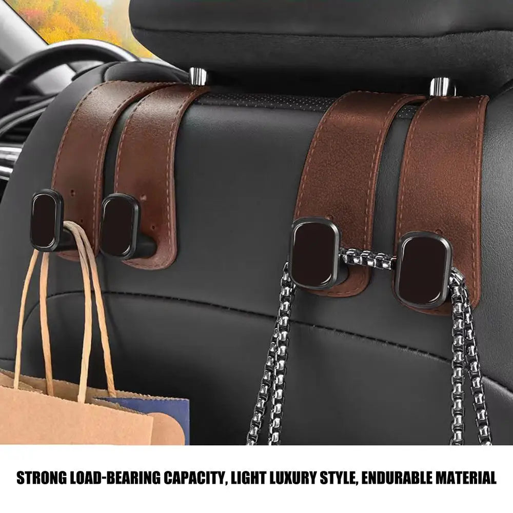 PU Leather Car Purse Hook & Headrest Hanger Organizer