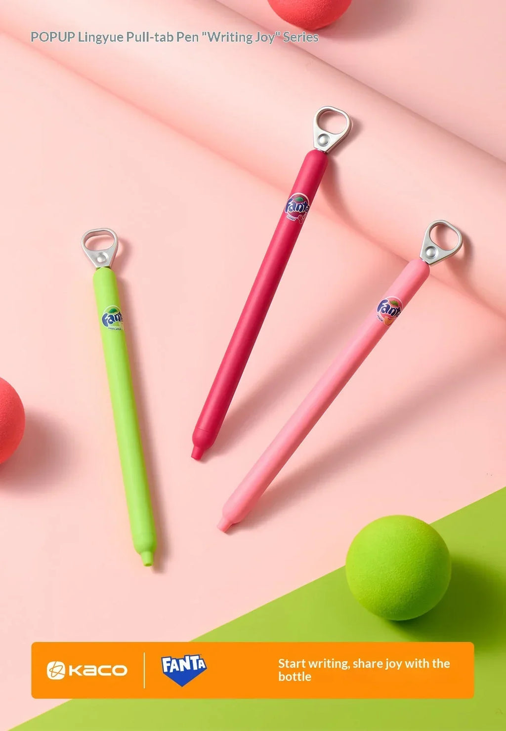 KACO x Fanta Pull-Tab Gel Pens,Creative Ins Signature Pen,0.5mm Quick Drying&Comfortable Grip Fun&Stess Relief Kawaii Stationery