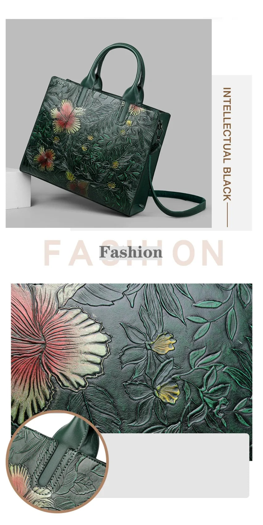 Women's Embossed Floral PU Shoulder Bag