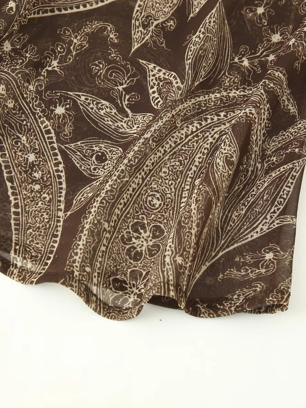 HH 2026 Woman New Early Spring Fashion Chiffon Printing Pleated Decoration Large Hem Midi Skirt Female Casual Chic Party Skirt