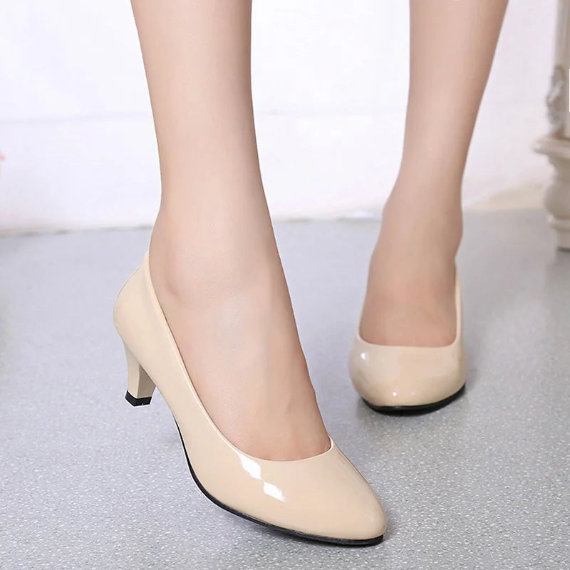 Women's Medium Spike Heel Round Toe Office Pumps