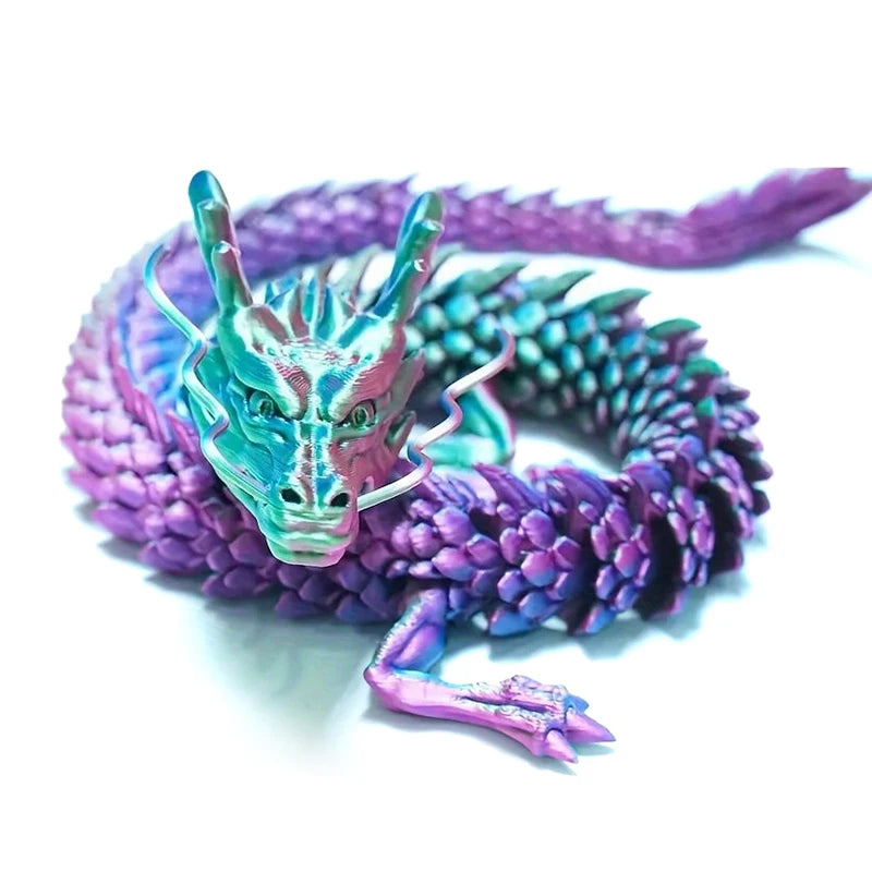 3D Printed Chinese Dragon Figurine - Movable Joints Collectible