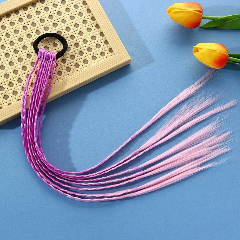 Korean Fashion Kids Wig Braids Girls Dirty Braid Hair Rope Children Gradient Barrettes Headwear Baby Kids Hair Accessories