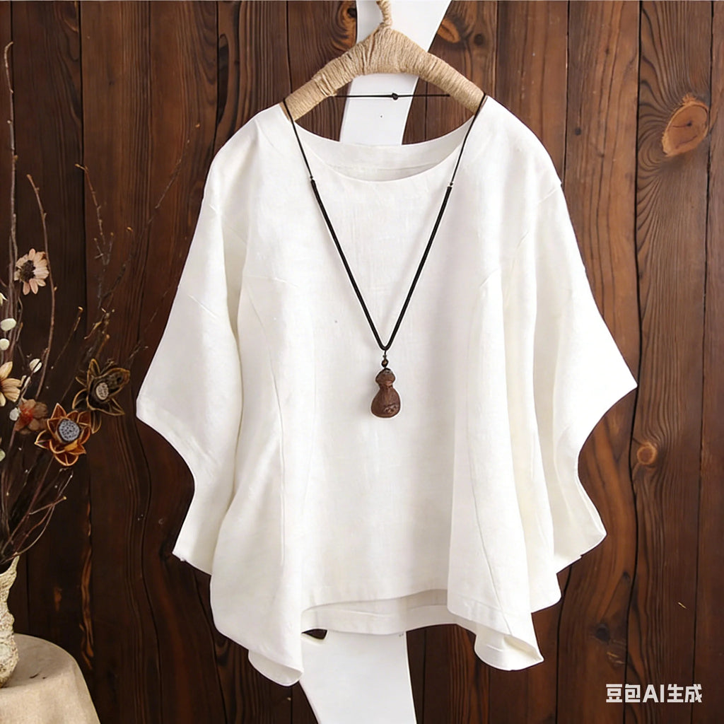 2026 Summer Women's Blouse O-Neck Loose Pullover Tops Casual Half Sleeve Solid Color Tee Top Shirt Blusas Female Clothing Simple