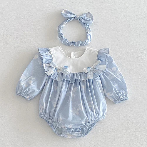 New Spring Sister Dress Kids Princess Dresses Long Sleeved Cotton Print 2-7Yrs Girl Party Dress Baby Girl Romper