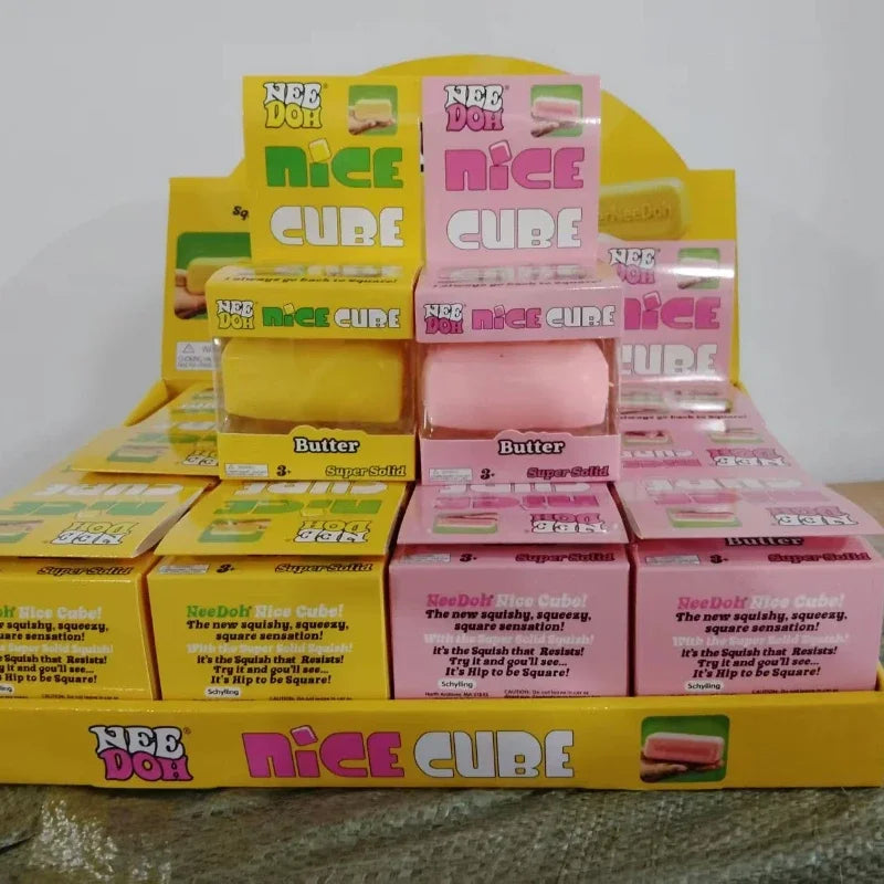 NeeDoh Nice Cube Glitter Sparkle Squeeze Toy — Slow Rising Sensory Fidget & Stress Relief
