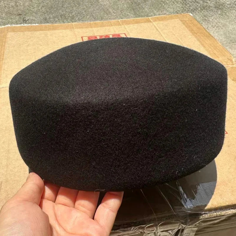 Paris Hats for Women100% WOOL Hard Beret Women Felt Camel Autumn Winter Hat Fedora Fascinator Stewardess Cap Bridal Pillbox Hats
